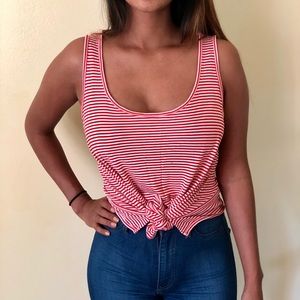 Lacoste free flowing red and white striped tank